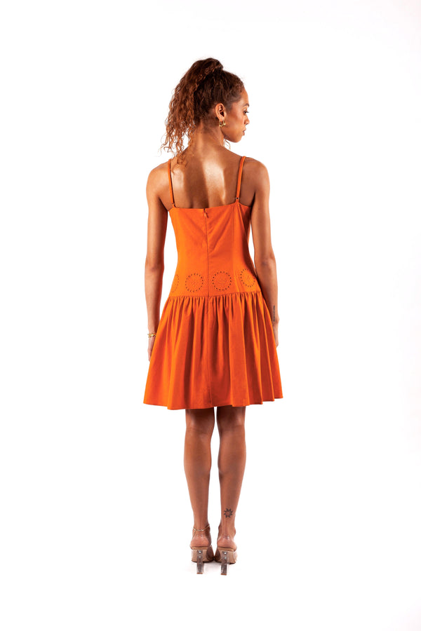 Zainab Eyelet dress-Orange