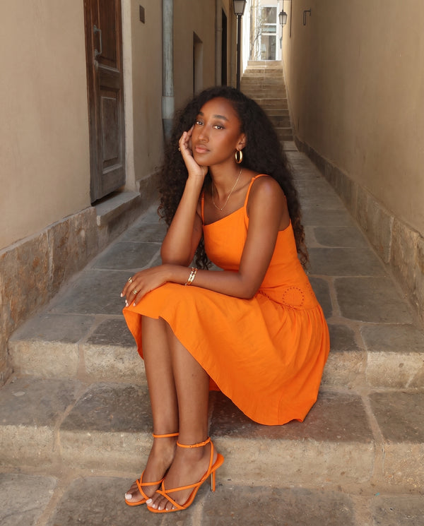 Zainab Eyelet dress-Orange