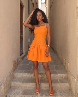 Zainab Eyelet dress-Orange