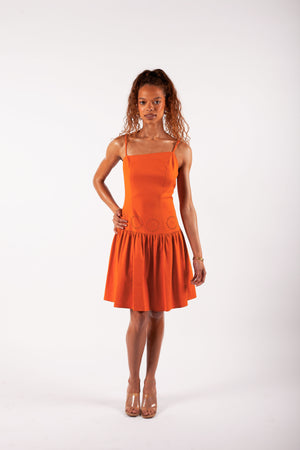 womens dress summer dress with eyelet designs arumas orange dress