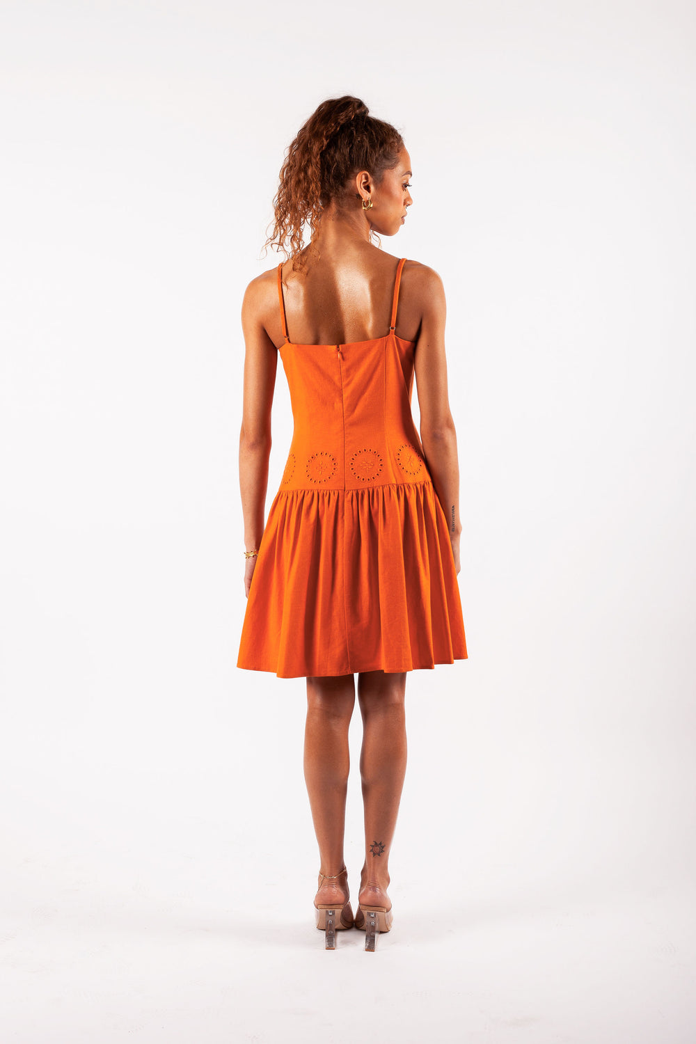 womens dress summer dress with eyelet designs arumas orange dress