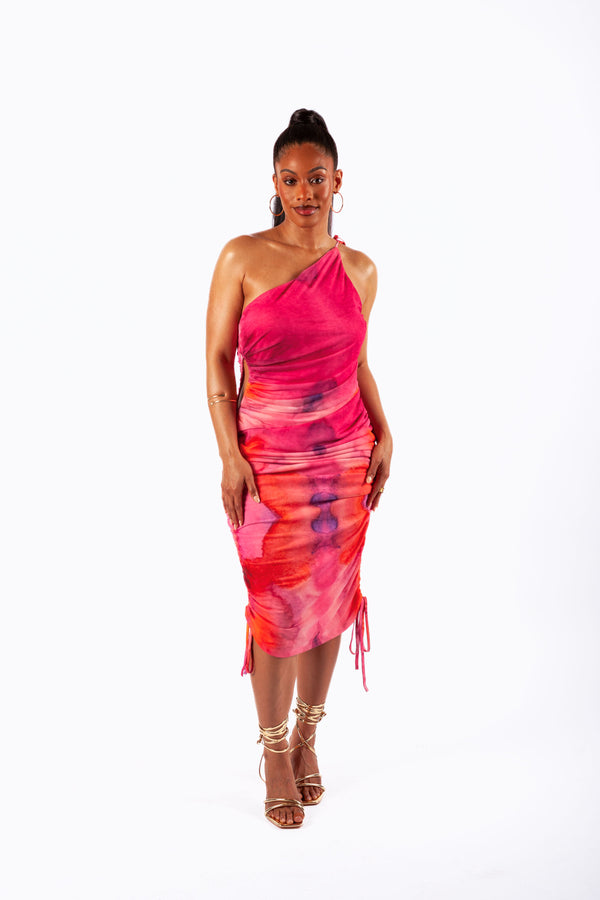 Izara Dress Ruched Bodycon Printed Dress Izara Dress Ruched Bodycon Printed Dress