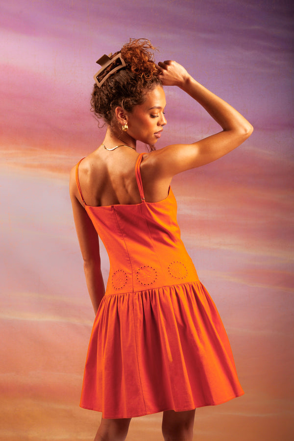 womens dress summer dress with eyelet designs arumas orange dress